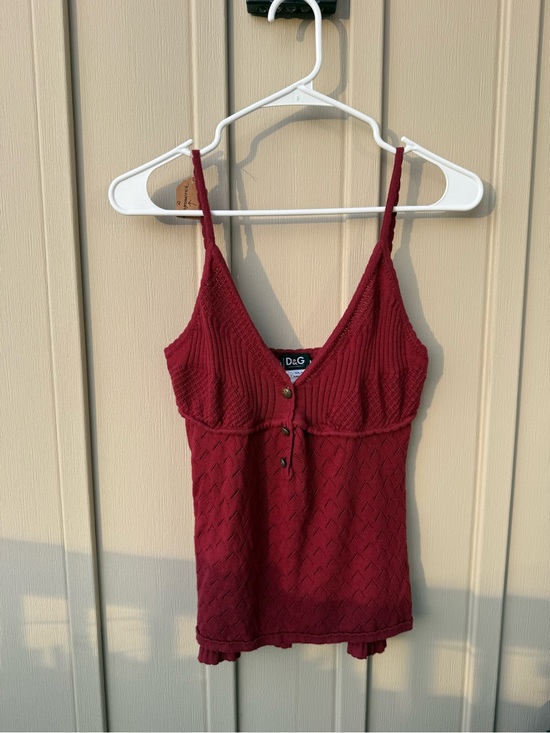 Dolce & Gabbana Tops - D&G Cotton Red Knit Pointelle Cami Tank Top Vintage 90s
